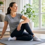 Person stretching at home to improve joint mobility naturally