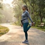 Why do joints stiffen with age older adult stretching outdoors