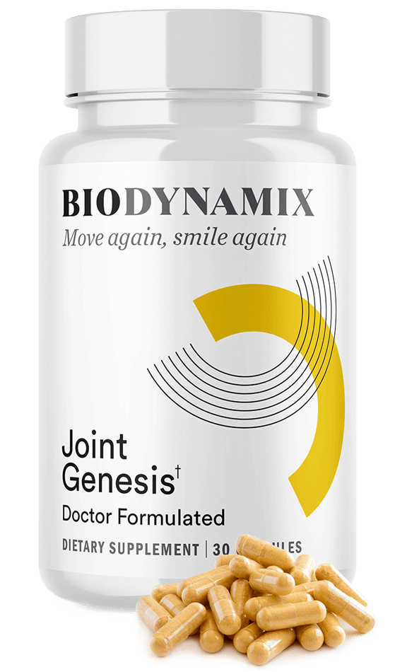 Joint Genesis dietary supplement bottle with capsules